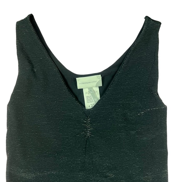 NWT Classiques Entier Black Metallic Sleeveless V Neck Stretch Tank Top Small - Picture 3 of 5